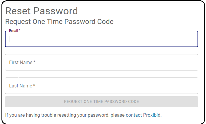 Reset a Password – Proxibid